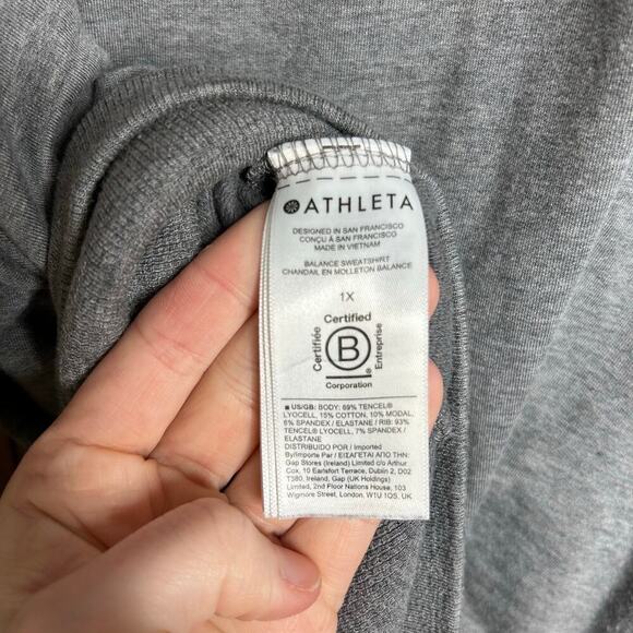 Athleta Balance Full Zip Up Hoodie Sweatshirt Women’s 1X Gray Athleisure Workout - Picture 11 of 11